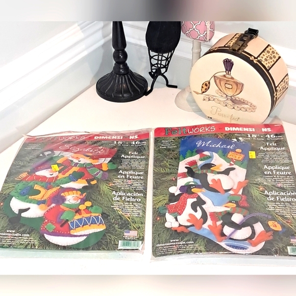 Felt Works Applique by Dimensions Christmas Crafts 2 Piece Set NWT - Picture 1 of 7